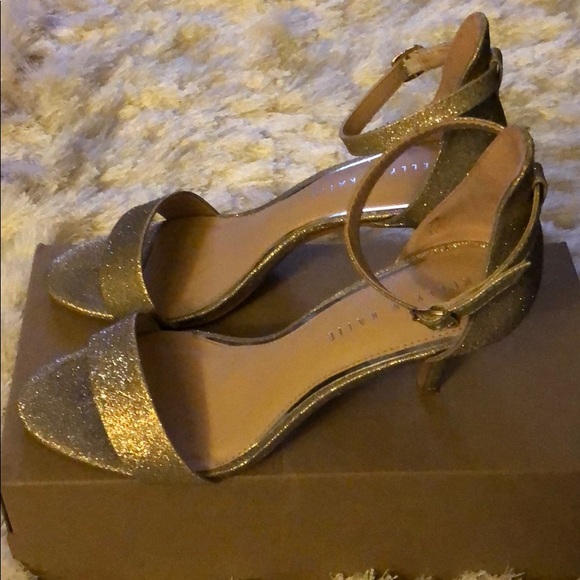 Sparkly Gold Open Toe Heels - Picture 2 of 4